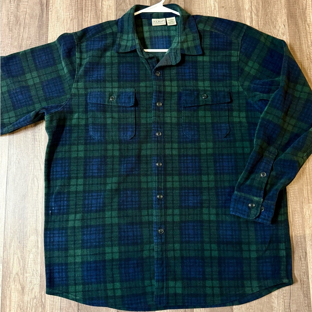 L.L. Bean Navy and Forest Plaid Men's Shirt